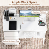 Computer Desk with Power Outlet Keyboard Tray and 3 Large Drawers