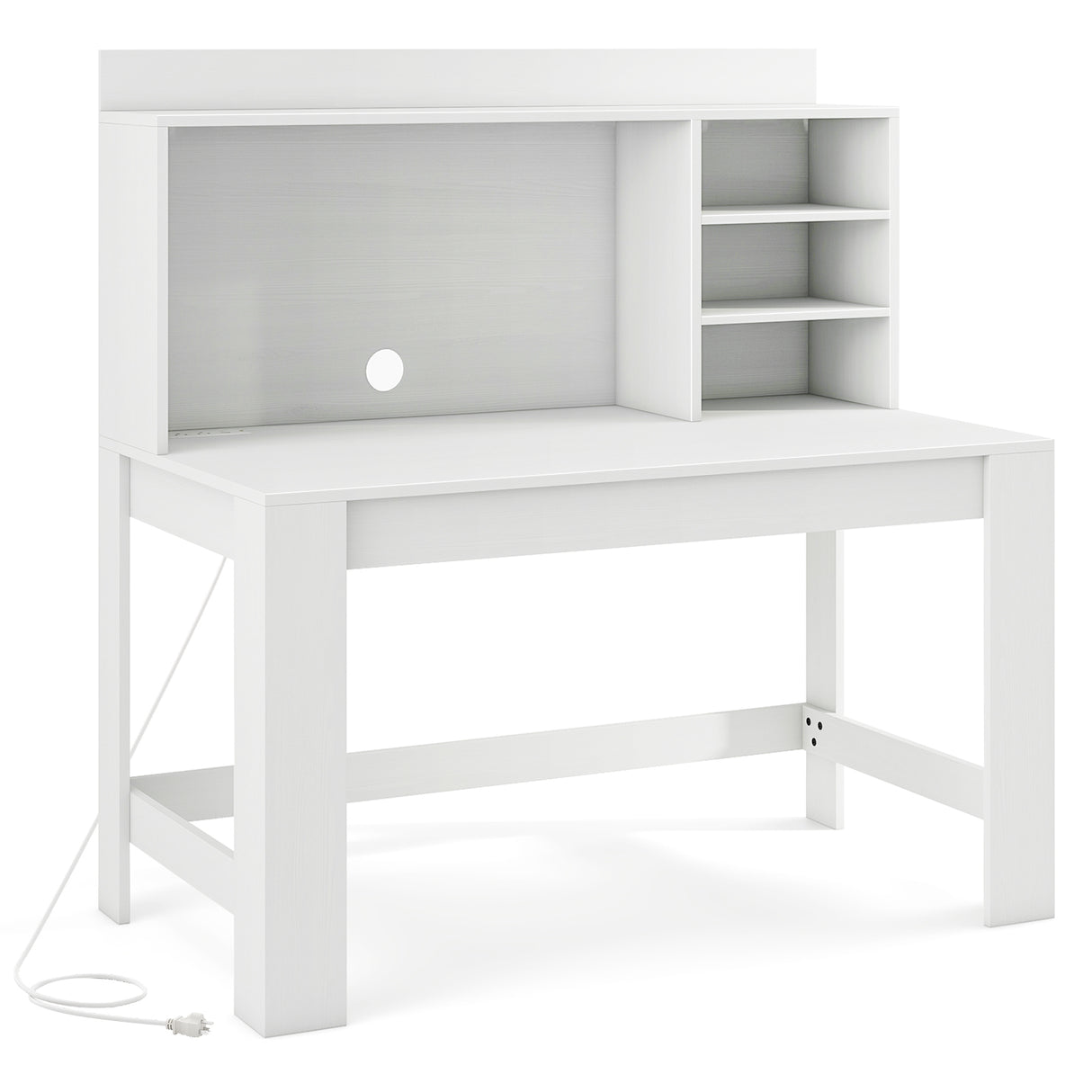 Modern Computer Desk with Hutch and Storage Shelves