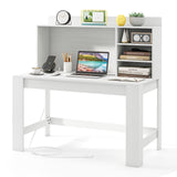 Modern Computer Desk with Hutch and Storage Shelves