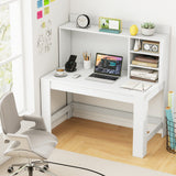 Modern Computer Desk with Hutch and Storage Shelves