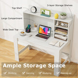 Modern Computer Desk with Hutch and Storage Shelves