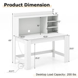 Modern Computer Desk with Hutch and Storage Shelves