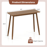 Computer Desk with Rubber Wood Legs Wooden Writing Desk with Spacious Tabletop-Walnut