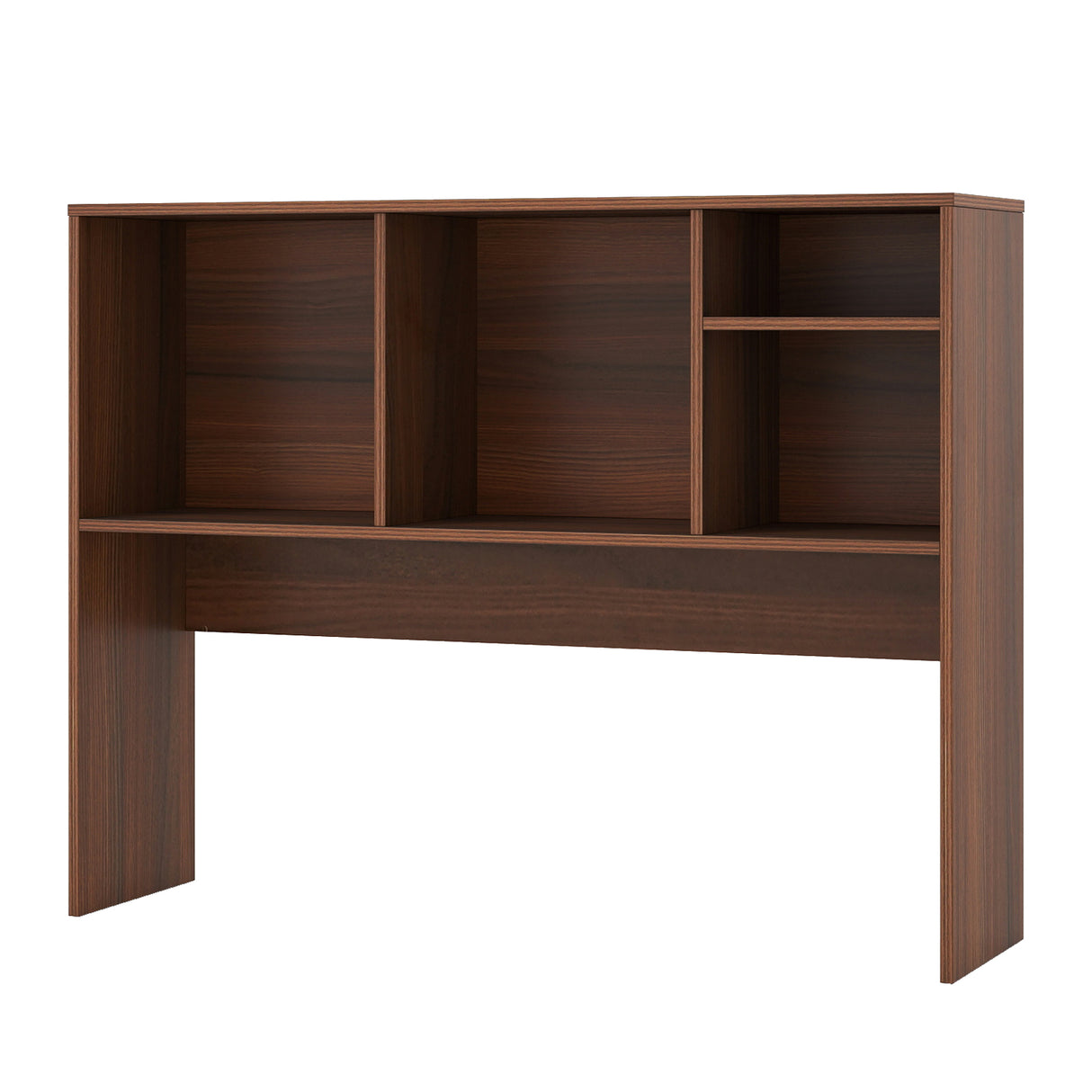 Computer Desktop Bookcase with 4 Cubbies and Open Back Compartment
