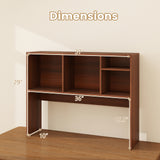 Computer Desktop Bookcase with 4 Cubbies and Open Back Compartment