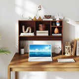 Computer Desktop Bookcase with 4 Cubbies and Open Back Compartment