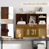 Computer Desktop Bookcase with 4 Cubbies and Open Back Compartment