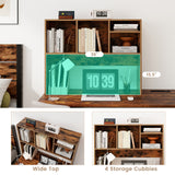 Computer Desktop Bookcase with 4 Cubbies and Open Back Compartment