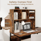 Computer Desktop Bookcase with 4 Cubbies and Open Back Compartment