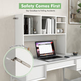 Computer Desktop Bookcase with 4 Cubbies and Open Back Compartment