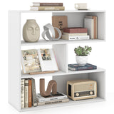 Concave Bookshelf with 3 Open Shelves & Anti-Toppling Device for Living Room-White