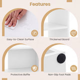 Concave Bookshelf with 3 Open Shelves & Anti-Toppling Device for Living Room-White