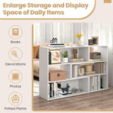 Concave & Convex Bookshelf Set with 3 Open Shelves & Anti-Toppling Device for Living Room-White