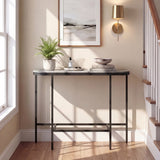 Console Table 44-Inch Entryway Table with Faux Marble Tabletop and Heavy-Duty Metal Frame