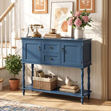 Console Table with 2 Drawers and 2 Door Cabinets and Bottom Storage Shelf
