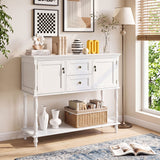 Console Table with 2 Drawers and 2 Door Cabinets and Bottom Storage Shelf