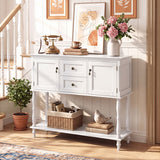 Console Table with 2 Drawers and 2 Door Cabinets and Bottom Storage Shelf