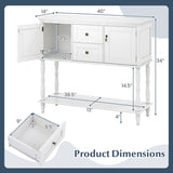 Console Table with 2 Drawers and 2 Door Cabinets and Bottom Storage Shelf