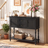 Console Table with 2 Drawers and 2 Door Cabinets and Bottom Storage Shelf