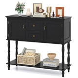 Console Table with 2 Drawers and 2 Door Cabinets and Bottom Storage Shelf