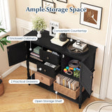 Console Table with 2 Drawers and 2 Door Cabinets and Bottom Storage Shelf