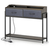 Console Table with Charging Station 110 cm Narrow Entryway Table with 2 Drawers and Shelves