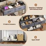 Console Table with Charging Station 110 cm Narrow Entryway Table with 2 Drawers and Shelves