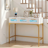 Console Table with LED Lighting and Charging Station for Living Room and Hallway