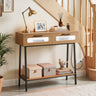 Console Table with LED Lights and Open Shelf for Hallway Entrance