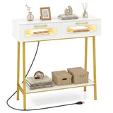Console Table with LED Lights and Open Shelf for Hallway Entrance