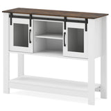 Console Table with Sliding Barn Doors and Storage Cabinets