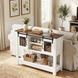 Console Table with Sliding Barn Doors and Storage Cabinets