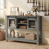 Console Table with Sliding Barn Doors and Storage Cabinets