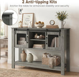 Console Table with Sliding Barn Doors and Storage Cabinets