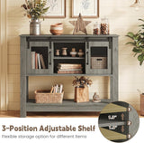 Console Table with Sliding Barn Doors and Storage Cabinets