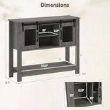 Console Table with Sliding Barn Doors and Storage Cabinets