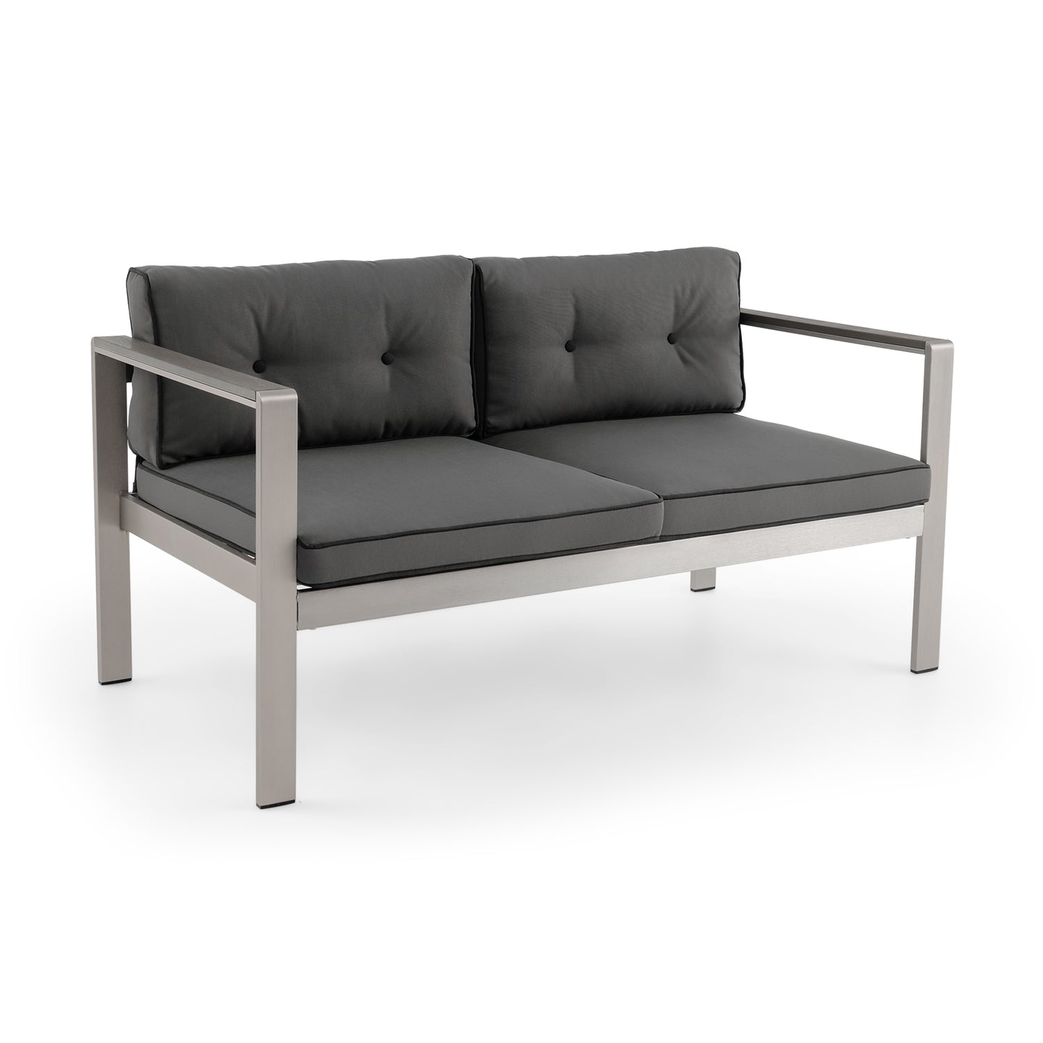 Contemporary 2-Person Sofa Chair with WPC Armrests for Balcony Backyard Porch