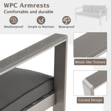 Contemporary 2-Person Sofa Chair with WPC Armrests for Balcony Backyard Porch