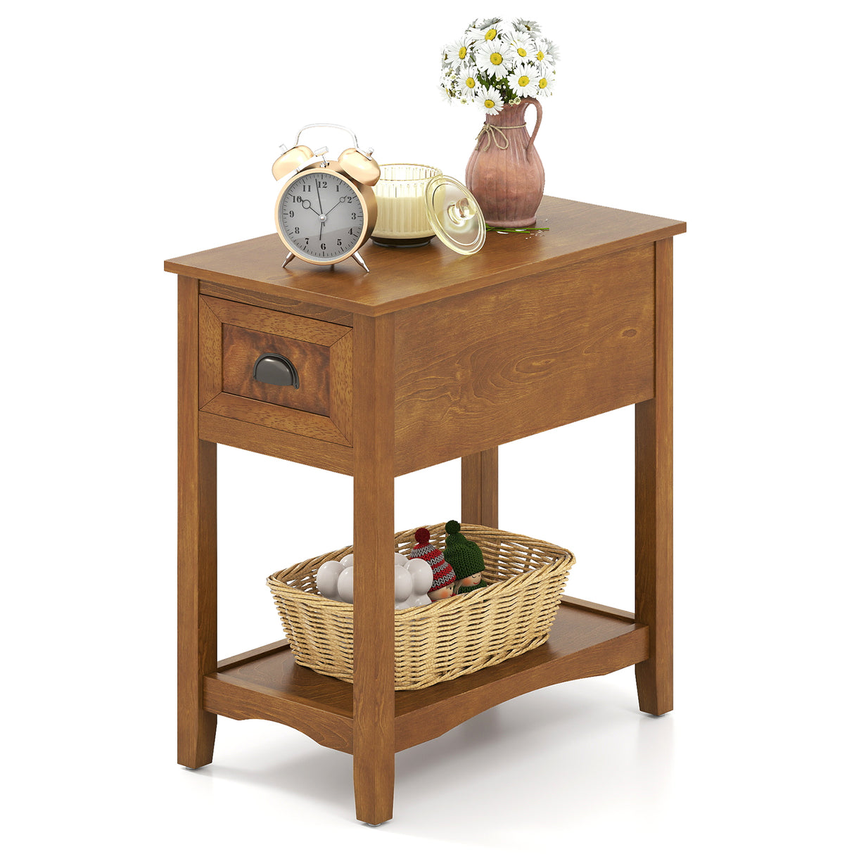 Contemporary Chair Side End Table Compact Table with Drawer Nightstand