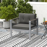 Contemporary Sofa Chair with WPC Armrests and Back Cushions-Gray