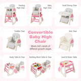 Convertible Baby High Chair with Double-layer Tray and Adjustable Backrest