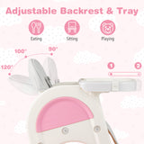 Convertible Baby High Chair with Double-layer Tray and Adjustable Backrest