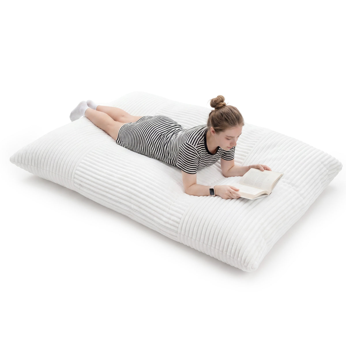 Convertible Bean Bag Floor Sofa with Machine-washable Corduroy Cover