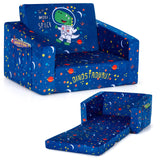2-in-1 Convertible Kids Sofa with Velvet Fabric