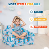 2-in-1 Convertible Kids Sofa with Velvet Fabric