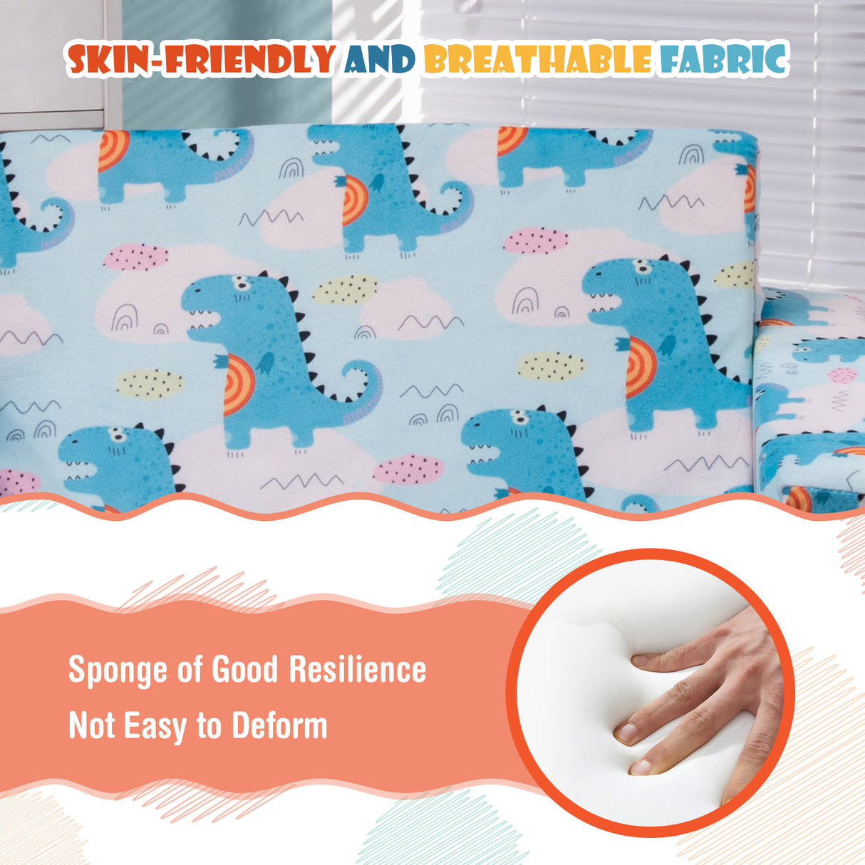 2-in-1 Convertible Kids Sofa with Velvet Fabric