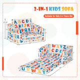 2-in-1 Convertible Kids Sofa with Velvet Fabric