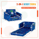 2-in-1 Convertible Kids Sofa with Velvet Fabric