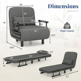 3-in-1 Convertible Sofa Bed with 5-Position Adjustable Backrest and Lumbar Pillow