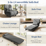 3-in-1 Convertible Sofa Bed with 5-Position Adjustable Backrest and Lumbar Pillow